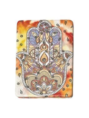 Hamsa Hand Printed Double Compact Mirror w/ Crystal Stones
